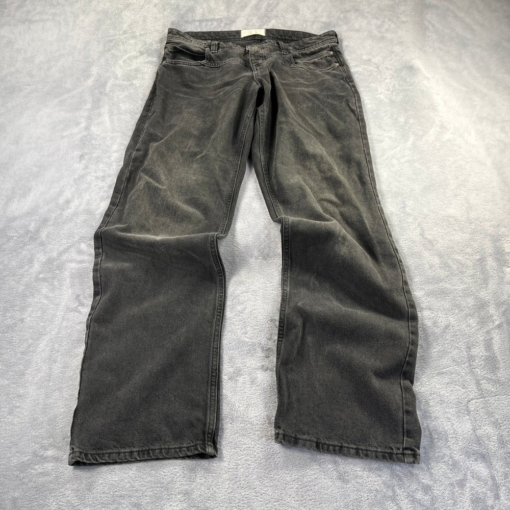 We The Free Jeans 31 Faded Black Straight Leg Button Fly High Rise Grunge Indie